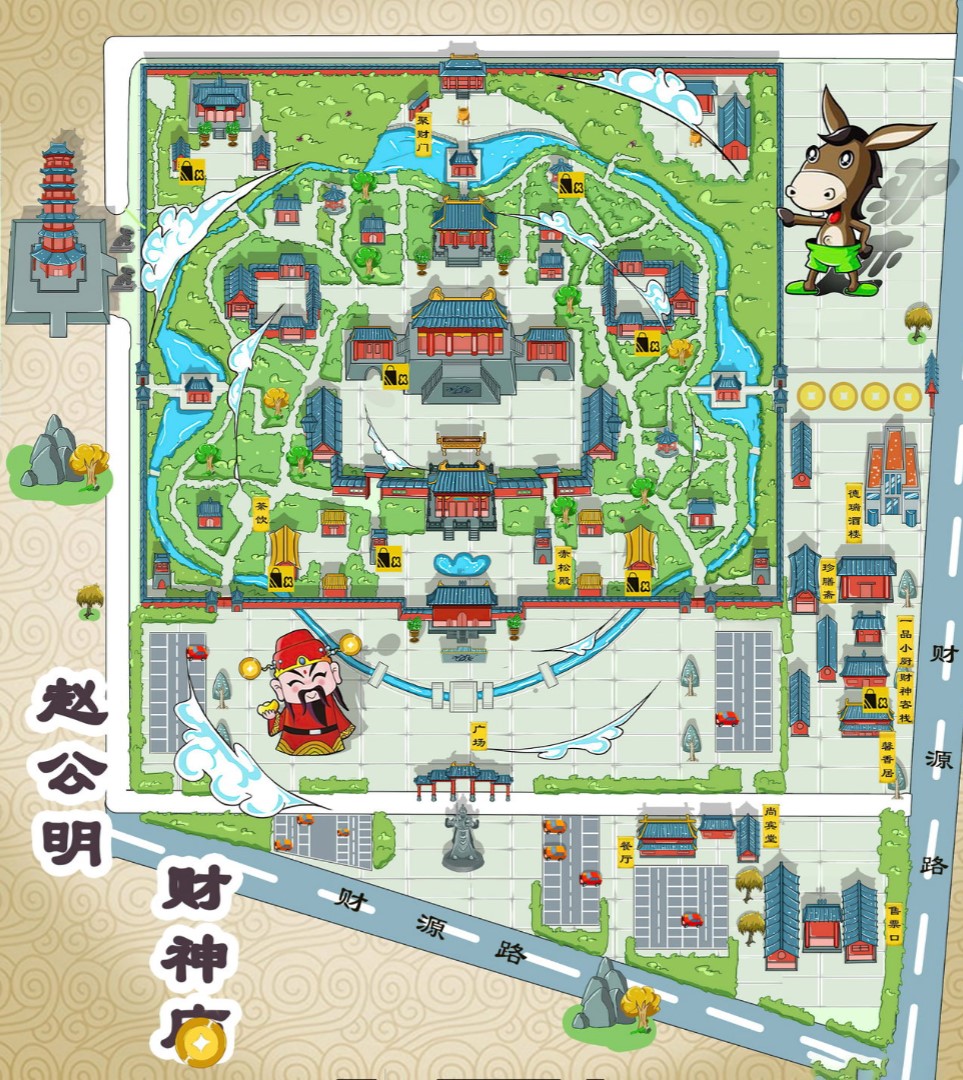 南宁寺庙类手绘地图